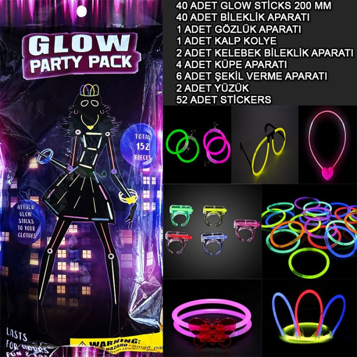 Glow Parti Seti 152 Parçalık Lüks Glow Kostüm Seti (2563)