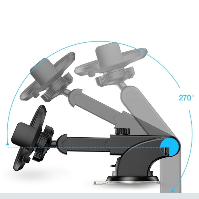 360 Derece Dönen Torpido Üstü Uzunluk Ayarlamalı Vantuzlu Teleskopik Araç Telefon Tutucu (2563)
