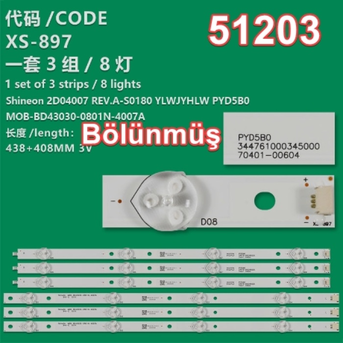 WKSET-6203 36044X3 SHİNEON 2D04007 REV.A - S0180 YLWJYHLW PYD5B0  3 ADET LED BAR