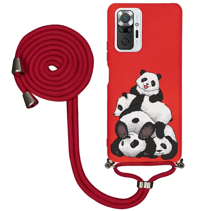 Xiaomi Redmi Note 10 Pro Max İpli Lansman Kılıf Cute Pandas