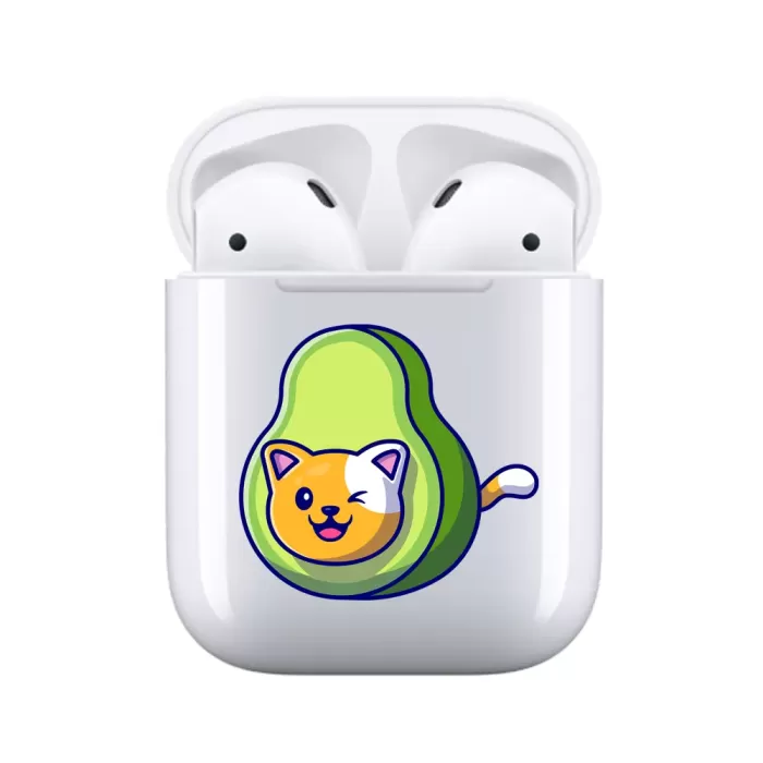 Airpods 1-2 Şeffaf Kılıf Avakado Cat