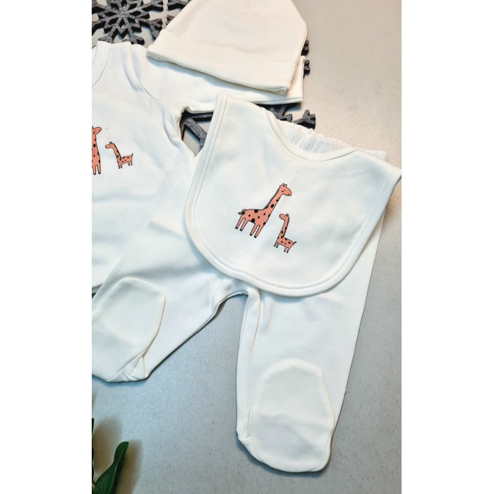 HelloBaby Zürafa Desenli Zıbın  Set