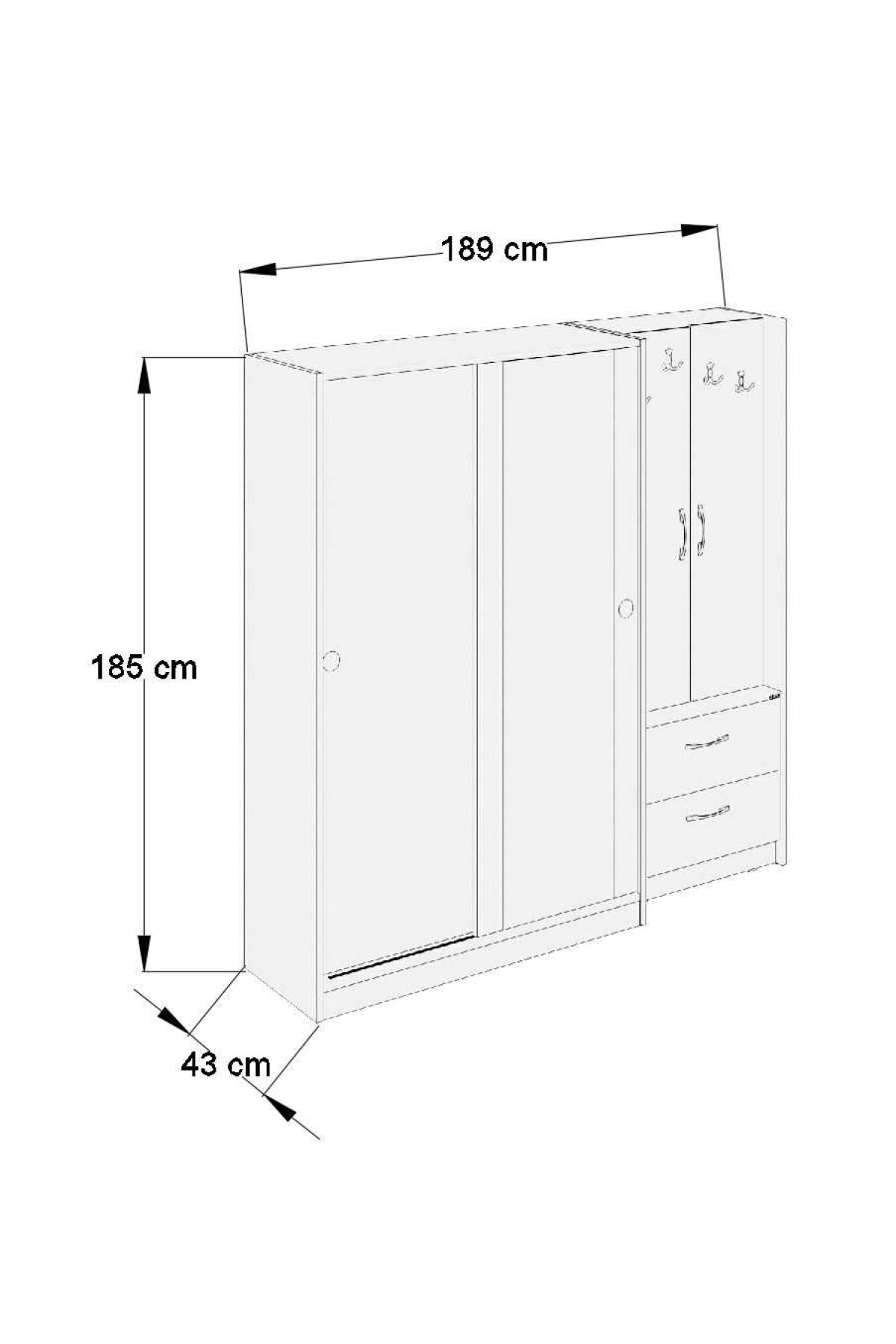 abre vm-300348 BEYAZ VESTİYER PORTMANTO AYAKKABILIK