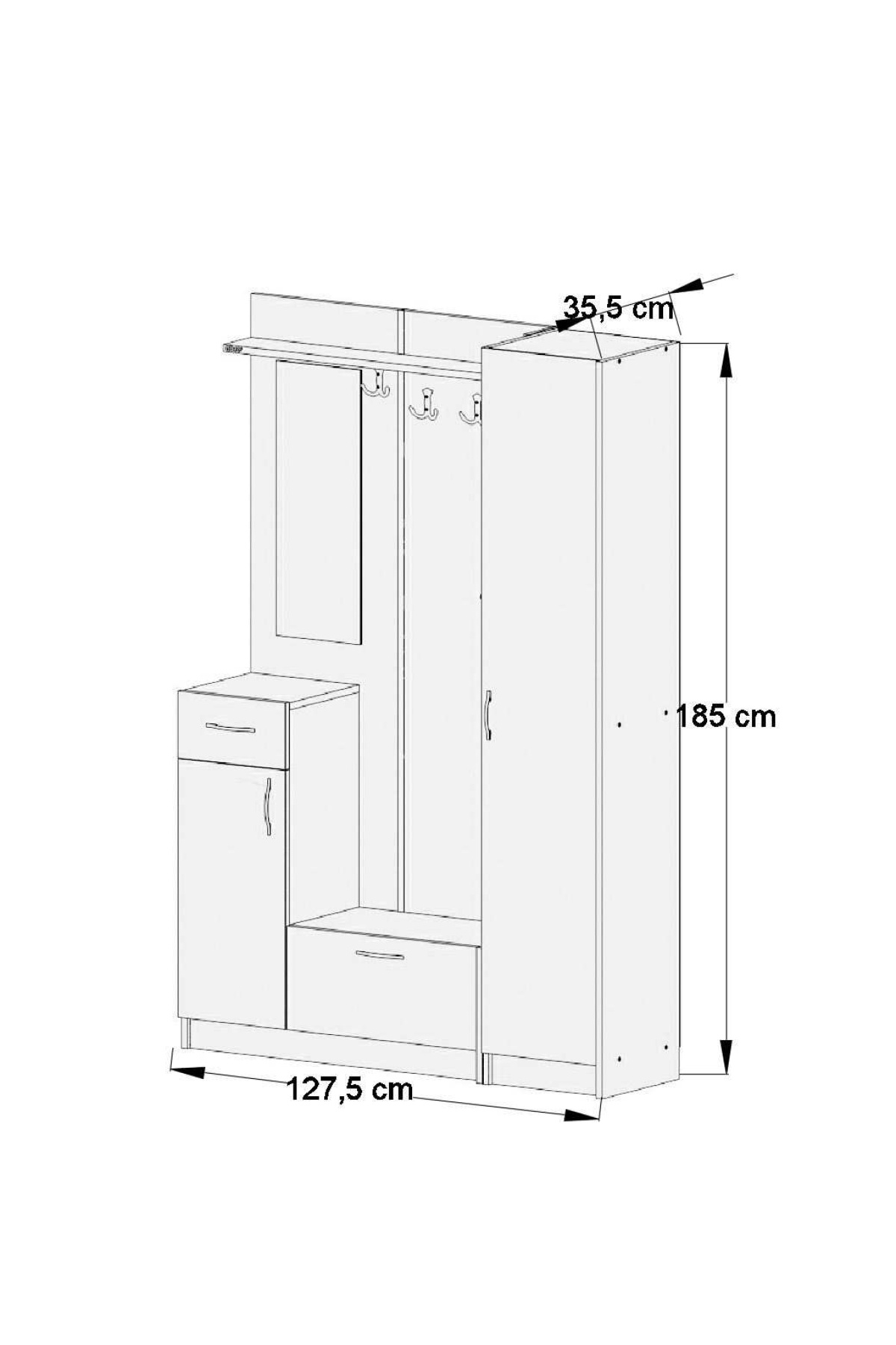 ABRE vm-3637 BEYAZ VESTİYER PORTMANTO AYAKKABILIK