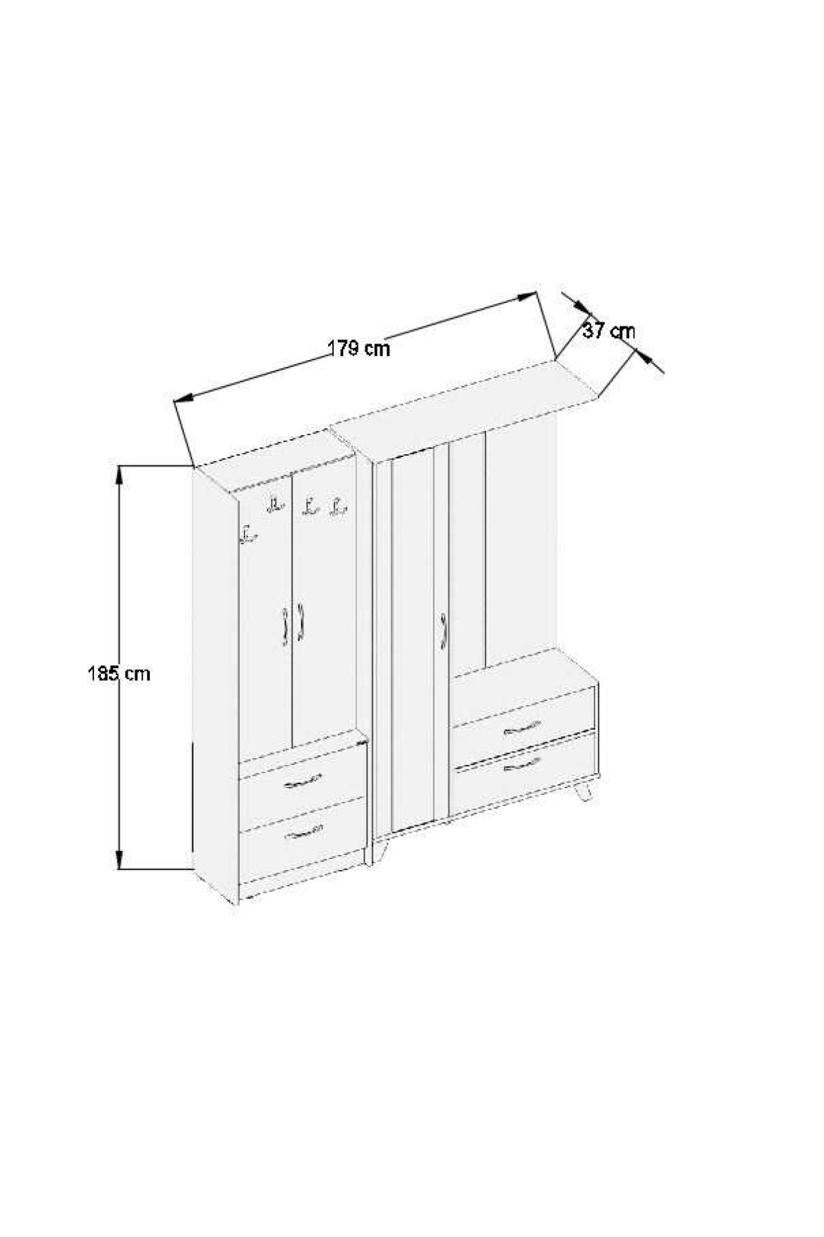 ABRE vm-342348 CEVİZ VESTİYER PORTMANTO AYAKKABILIK