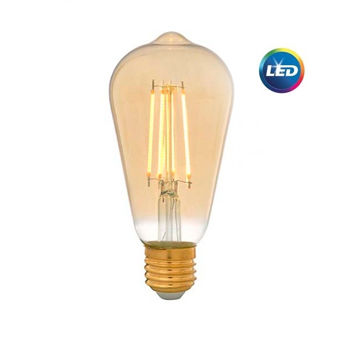 Panasonic E27 LED Filaman ST64 Rustik Lamba 7W 630lm 2000K Gold