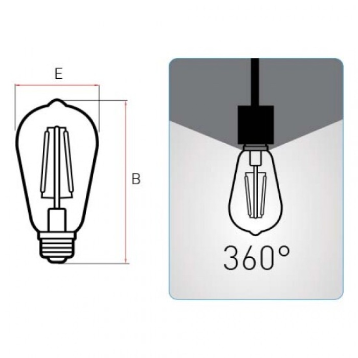 Panasonic E27 LED Filaman ST64 Rustik Lamba 7W 630lm 2000K Gold