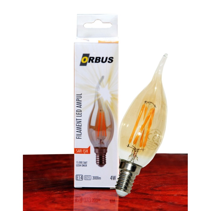 ORBUS 4 WATT DEKORATİF RUSTİK KIVRIK MUM AMPUL E14 DUY