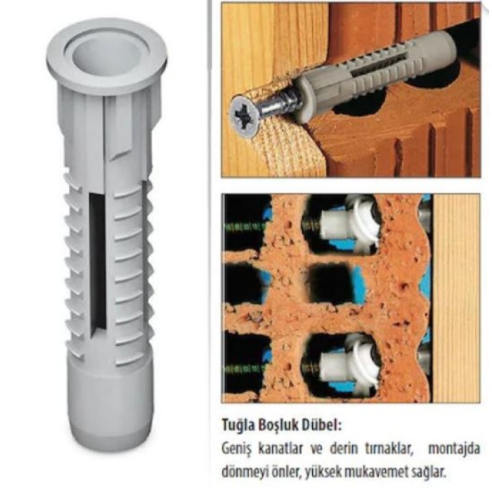 Boşluk Dübel Seti 15 Adet. 08mm Dübel ,5.0X60  Sunta Vidası