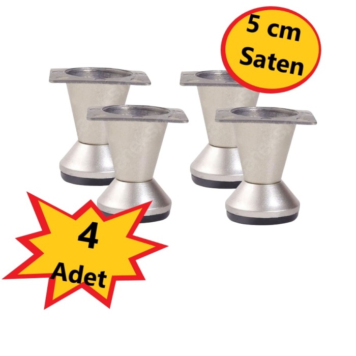 Konik Ayak Saten 5 cm 4 adet (Dolap,Mobilya,Puf Ayağı )(Vidaları Hediye)