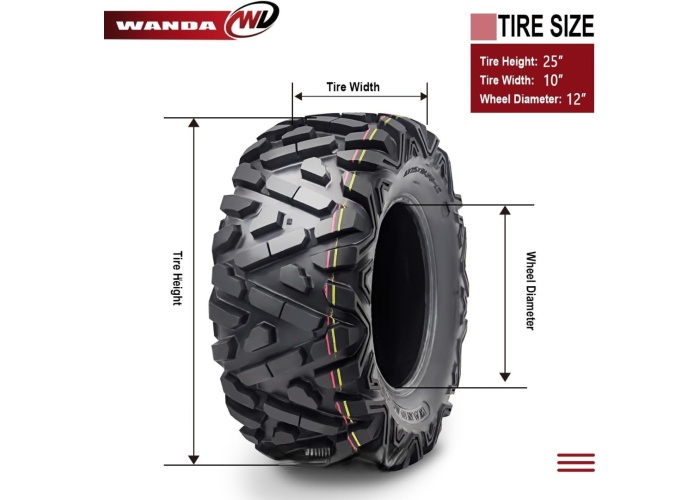 Wanda 25x10.00-12 P350 6PR Atv Arka Lastik