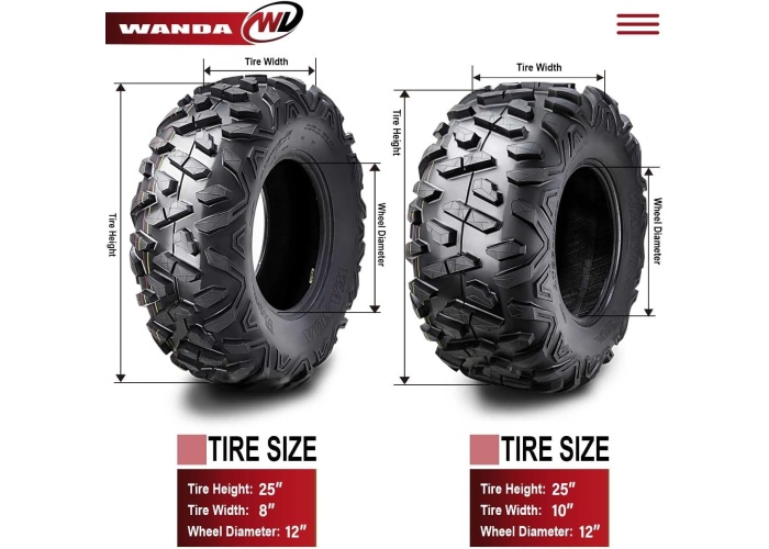 Wanda Set 25x8-12 ve 25x10-12 P350 6PR Atv Ön Arka Takım