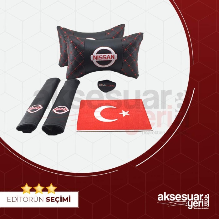 NISSAN Deri Oto Yastık Kemer Kaydırmaz Ped - Lüx Deri Set