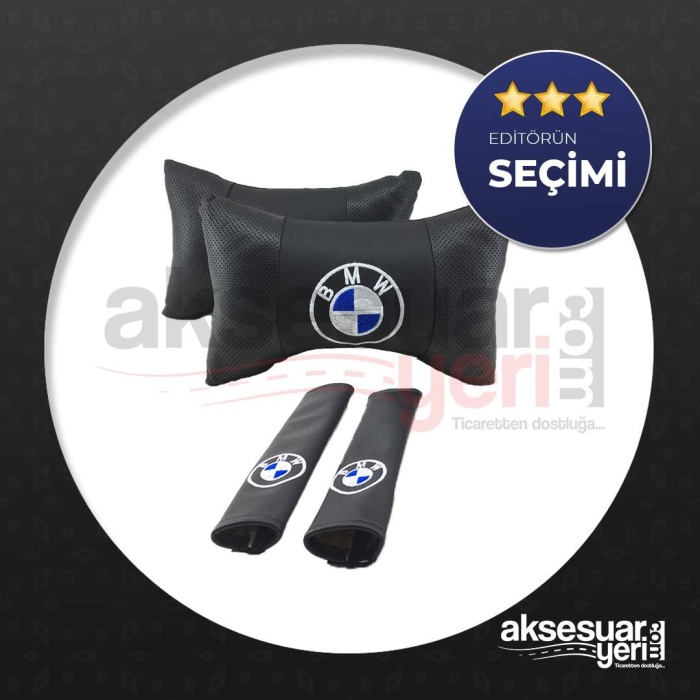 BMW Deri Yastık ve Kemer Pedi  - Lüx Deri Set