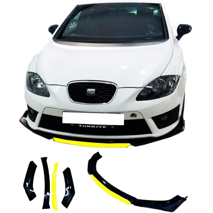 Seat leon Uyumlu Ön Lip sarı Renkli 4 Parça - A+ Ürün - Dayanıklı Malzeme