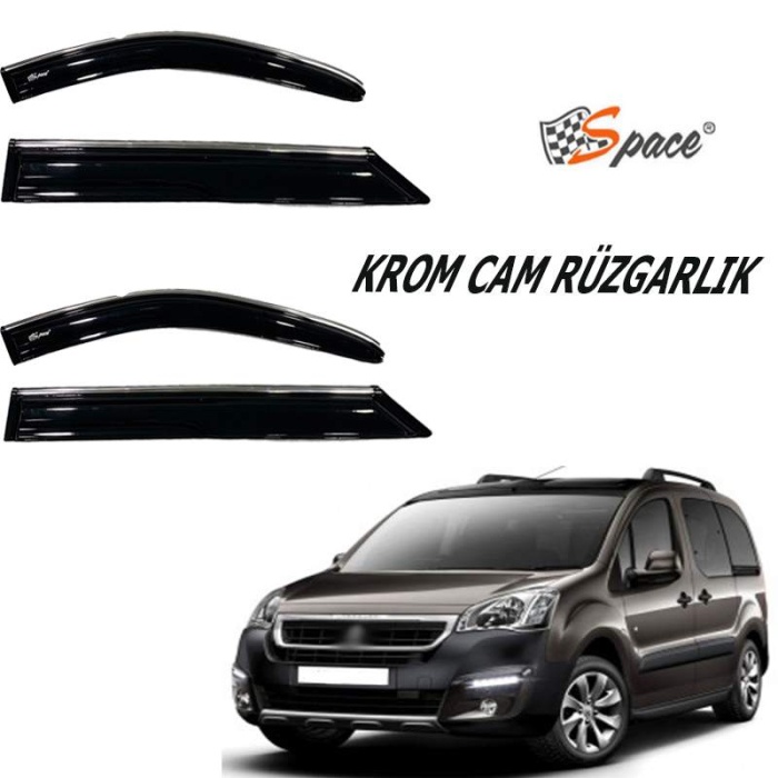 Peugeot Partner Tepe 2010-2015 2li Kromlu Cam Rüzgarlığı A+ Yeni Dizayn