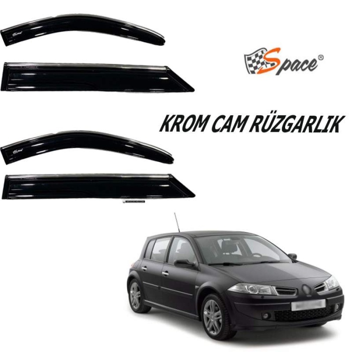 Renault Megane2 2006 4lü Kromlu Cam Rüzgarlığı A+ Yeni Dizayn