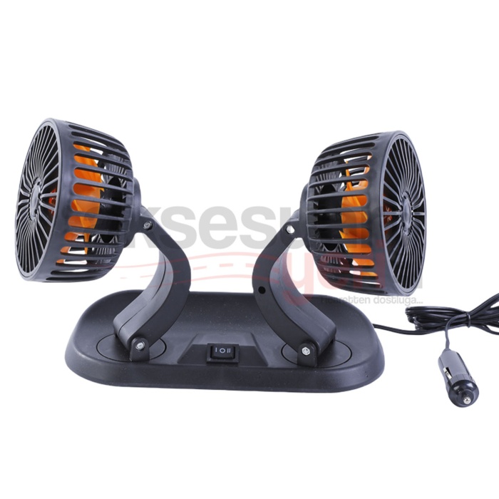 Araç İçi Vantilatör Fan Çift başlıklı 12Cm 12Volt - Ultra Yüksek Devir - A+ Ürün