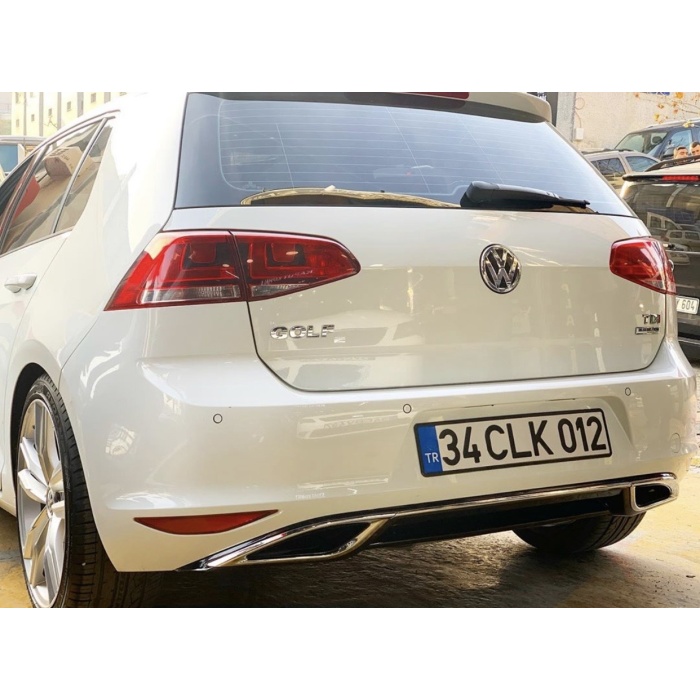 Golf 7.5 Uyumlu Arka Difüzör Parlak Siyah Krom Uçlu