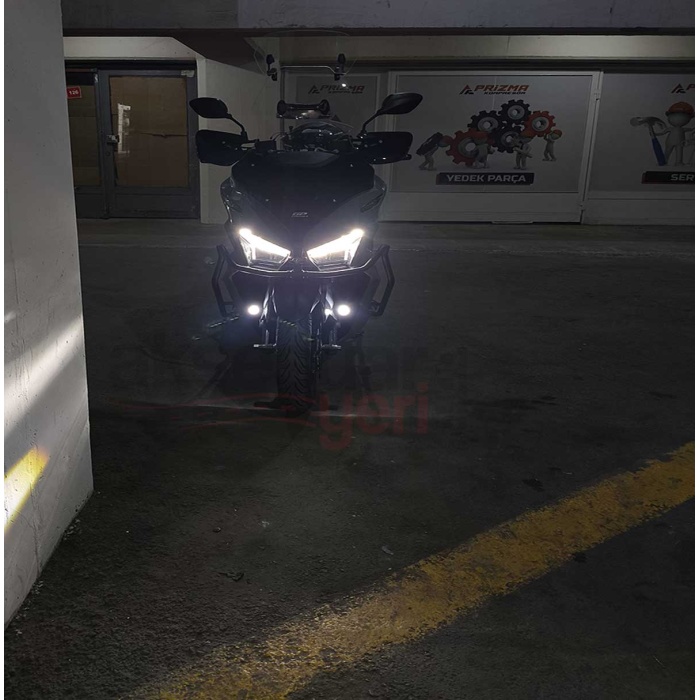 Honda PCX 125 Uyumlu Motosiklet Sis Farı - Mercekli 2 Renkli Beyaz ve Sarı Led Far