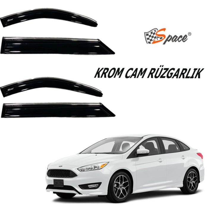 Ford Focus 3 2012-2018 Kromlu Cam Rüzgarlığı A+ Yeni Dizayn