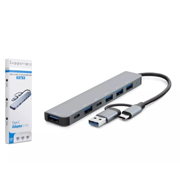 HADRON HDX7827 TYPE-C + USB3.0 HUB 4PORT USB2.0+1 USB3.0+2 PORT TYPE-C 7IN1 FÜME