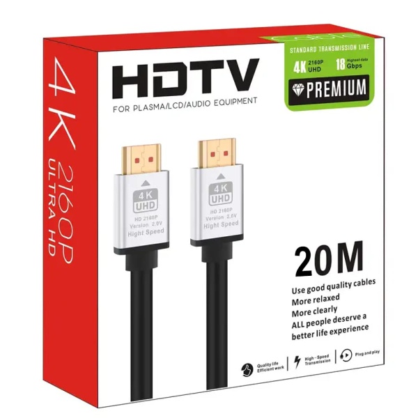 Hdmi Kablo 20 Metre 4K HDTV 2160P 18Gbps Premium