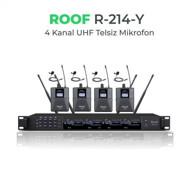 ROOF R-214 Y UHF TELSİZ 4 YAKA MİKROFON