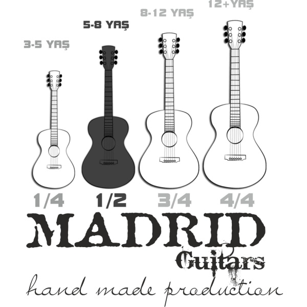 Madrid Mcg-024 Rds-Kırmızı Siyah Yarım Boy Klasik Gitar