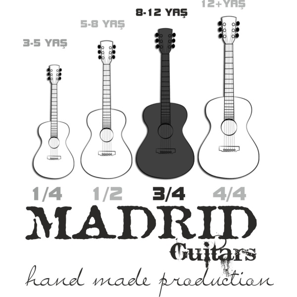 Madrid Mcg-034 36 Siyah-Black Junior Klasik Gitar 3/4