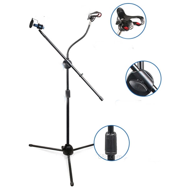 4B Mikrofon Sehpası ve Telefon Tutacağı ve Pop Filter ve Shockmount