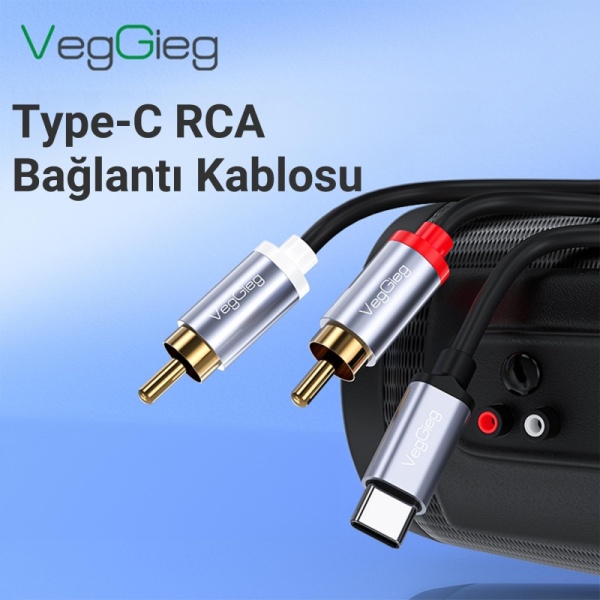 V-A621 Type-C to 2 RCA Ses Kablosu 1,5 Metre