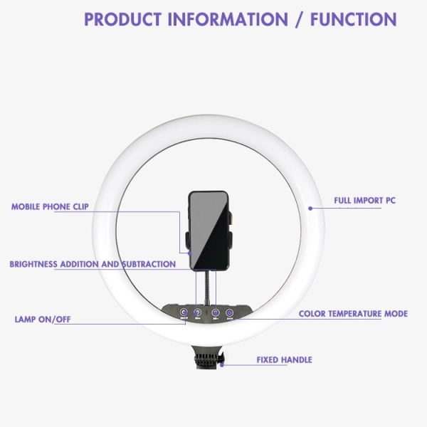 Oxid Dokunmatik Panel Uzaktan Kumanda 18Inch 45Cm Led Fill Light Photo Studio