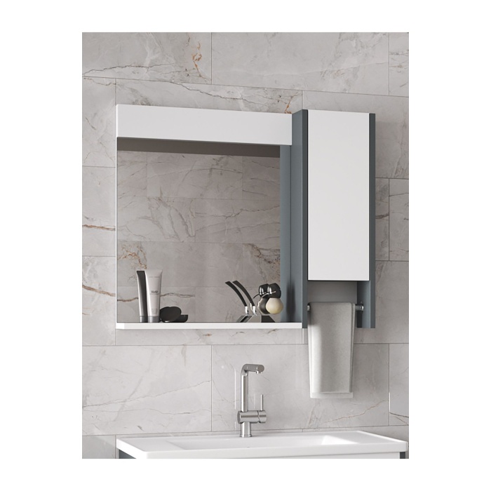 Okyanus 80 cm-MDF Banyo aynası, havluluklu ayna, Çok Amaçlı Aynalı Banyo Dolabı, Raflı ayna