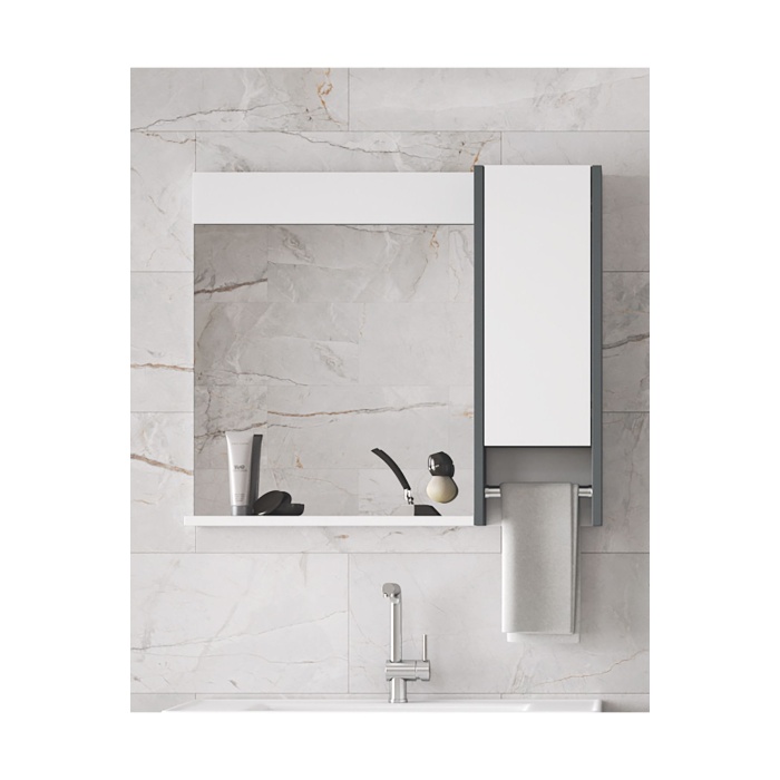 Okyanus 80 cm-MDF Banyo aynası, havluluklu ayna, Çok Amaçlı Aynalı Banyo Dolabı, Raflı ayna