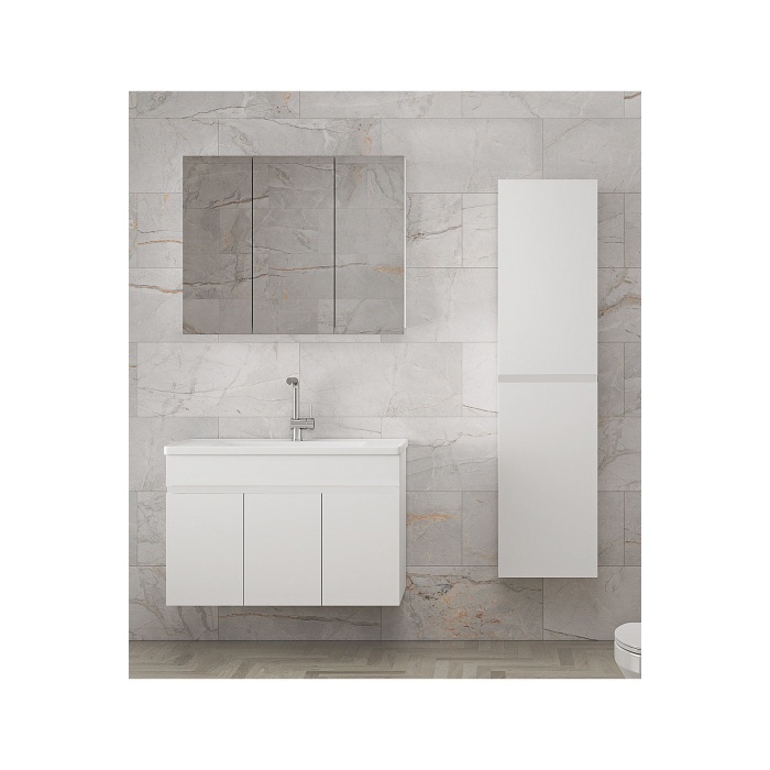 Viola 3-beyaz 100 35 Cm Mdf-aynalı Seramik Lavabolu Banyo Dolabı Seti**hazır Kurulu**