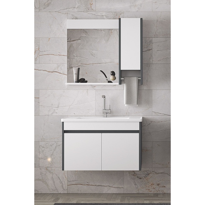 Estella-oa 80 Cm Aynalı-lavabolu Mdf Banyo Dolabı Seti**hazır Kurulu**