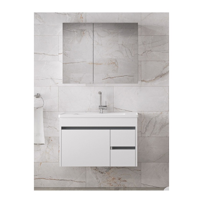 Viosen-ea 80 Cm Ayna Dolaplı-lavabolu Mdf Banyo Dolabı Seti**hazır Kurulu**