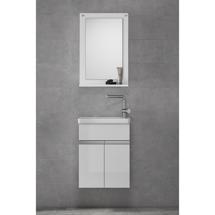 Miniço-b Ebeveyn 45 Cm X 28 Cm Aynalı Seramik Lavabolu Mdf Banyo Dolabı Seti**hazır Kurulu**