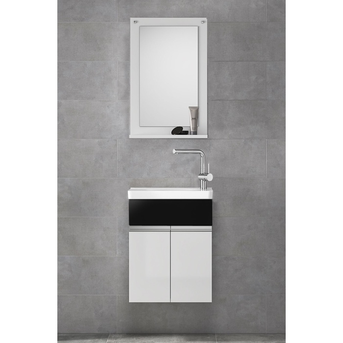 Miniço-sb Ebeveyn 45 Cm X 28 Cm Aynalı Seramik Lavabolu Mdf Banyo Dolabı Seti**hazır Kurulu**