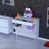 Modilayn EMİR 90 x 88 x 32,5 cm 3 Göz Sepetli kirli çamaşır banyo dolabı piratik çok foksiyonlu düzenleyici dolap