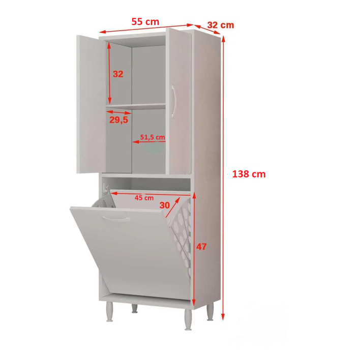 MODİLAYN Gamzem GENÇ ODASI 55x138 cm Oyuncak Sepetli Çocuk Odası Dolabı