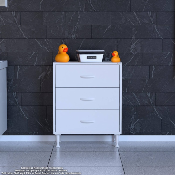 Modilayn SÖKE 3lü Çekmece Banyo Dolabı 55x75x32,5 cm’ lik Çok Yönlü Çekmecelerle Daha Düzenli