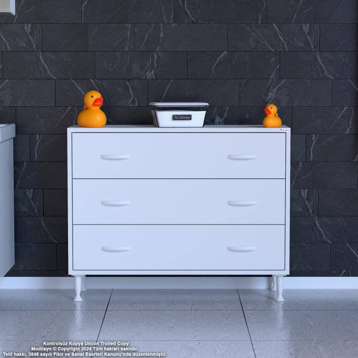 Modilayn SÖKE 90x75x32,5 cm’ lik 3 Çekmeceli 6 Gözlü Banyo Organizeri Maxi Çok Amaçlı Banyo dolabı