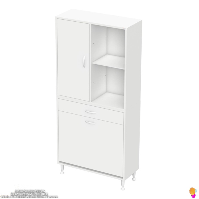 Modilayn AFRA 75x173x32,5cm 1 Çekmece, 2 Göz Sepet, 1 Kapak, 4 Raf Dar Alan Banyo Dolabı