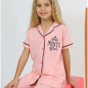 Princess Girl Baskılı Kısa Kollu Kız Çocuk Pijama Takımı | Düğmeli | 4-7 Yaş