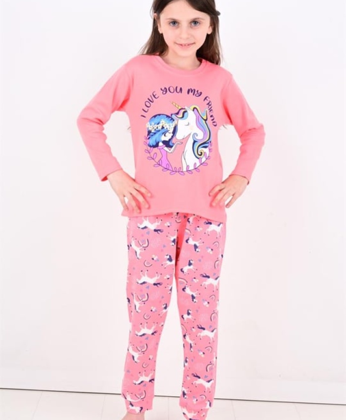 Kız Çocuk Unicorn Desenli Pijama Takımı | 1 Yaş | Pembe Renk