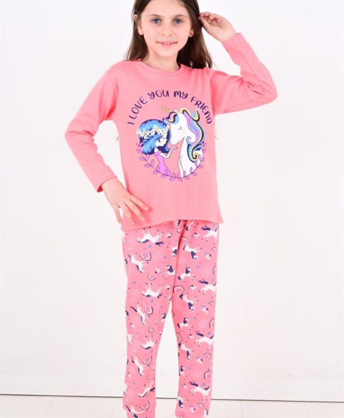 Kız Çocuk Unicorn Desenli Pijama Takımı | 1 Yaş | Pembe Renk