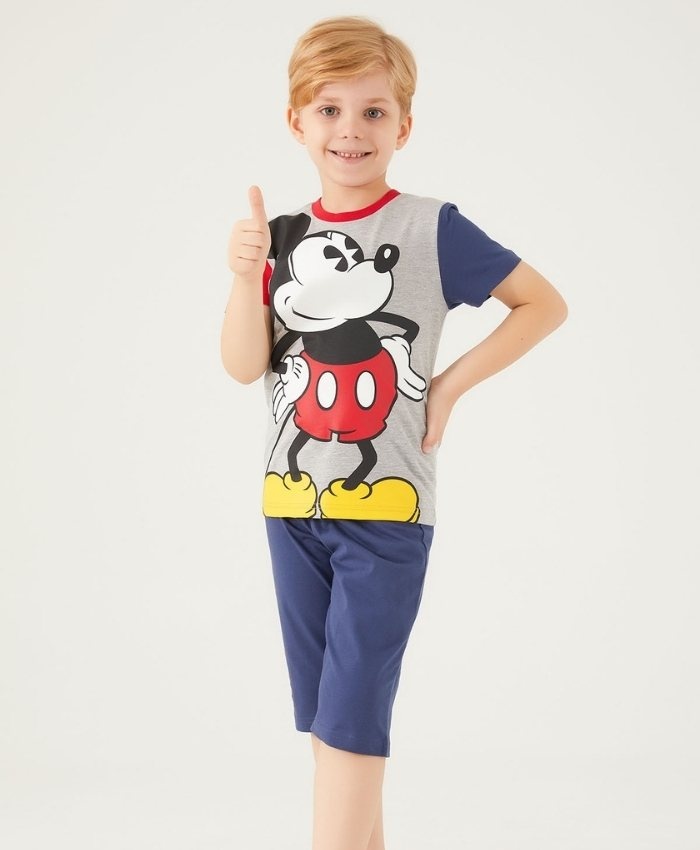 Mickey Mouse Baskılı Erkek Çocuk Takım | Şort & Tshirt | Mavi Renk | 3 - 9 Yaş