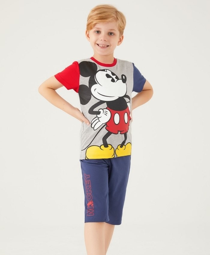 Mickey Mouse Baskılı Erkek Çocuk Takım | Şort & Tshirt | Mavi Renk | 3 - 9 Yaş